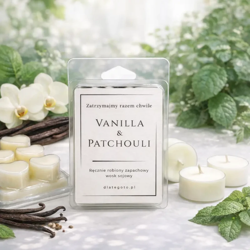Zapachowy wosk sojowy. Kostki w kształce serca do kominków. Przepiękny, wiosenny zapach vanilla patchouli do kominków oraz eco tealight..webp