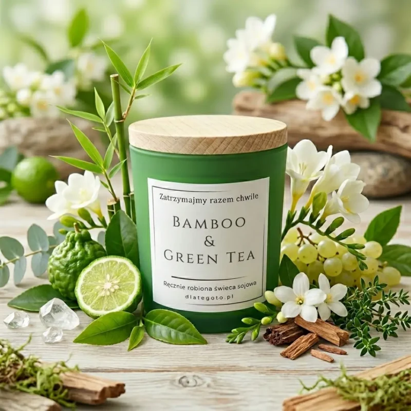 Świeca Sojowa Bamboo &amp; Green Tea świeży zapach.webp