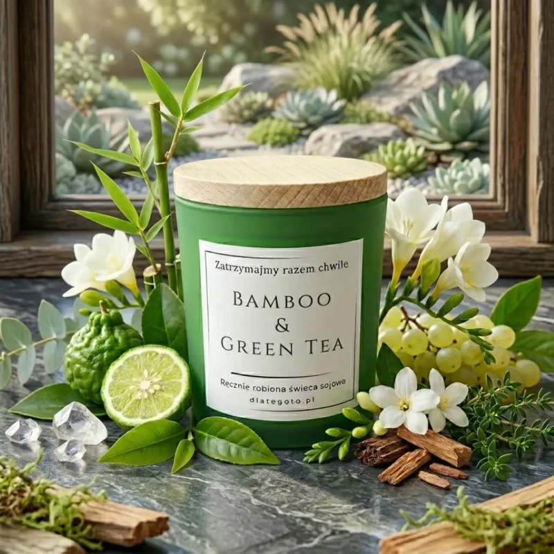 Świeca Sojowa Bamboo &amp; Green Tea lekki zapach.webp